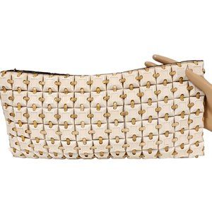 Genuine 1940s Vintage Large Cream Plasticflex Tile Clutch Bag Purse Pocketbook